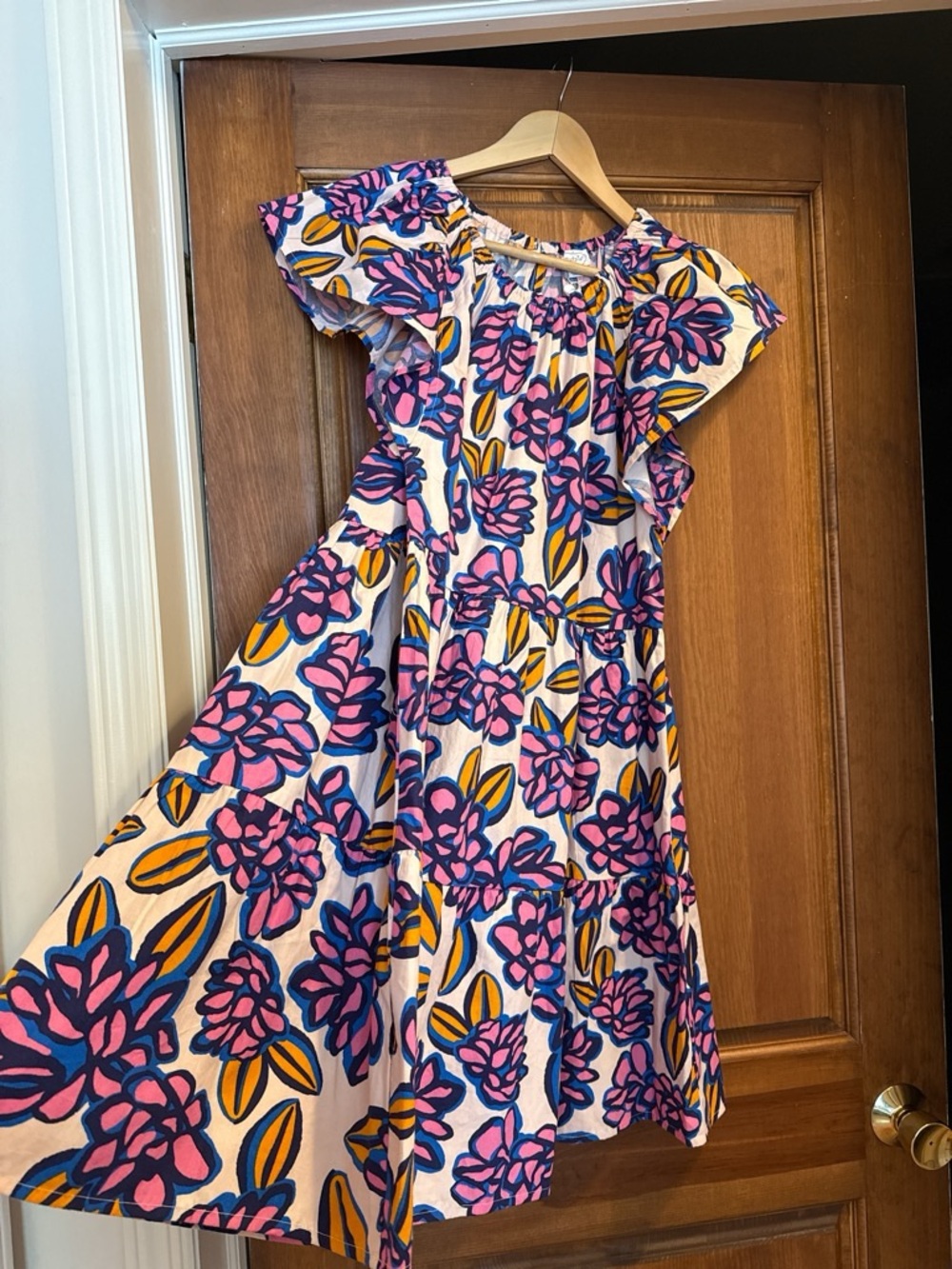 Mud Pie Pink, Blue & Yellow Floral Tiered Cotton Dress